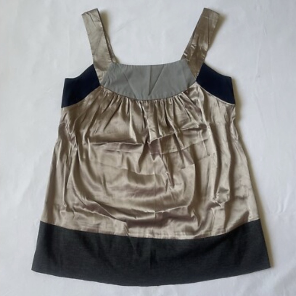 Simply Vera Vera Wang Satin Colorblock Blouse - Gray, Black, Cream